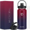 HydroPal Trinkflasche Edelstahl - 1200ml/1900ml mit Strohhalm und Henkel, BPA-Frei, Kohlensäure geeignet, flasche Metall, Aesthetic trinkflasche für Fitnessstudio (rot schwarz, 1900ml)