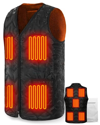 Trongle Heated Vest with 9 Heating Zones, Adjustable Fit, 3 Heat Levels Electric Heated Jacket for Men & Women, Machine Washable Heated Body Warmer with Laundry Bag, Waterproof USB Port, Winter Gift
