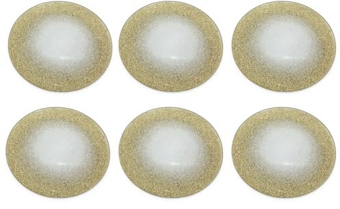 Carousel Home Pack of 6 Champagne Gold Swirl Mirrored Glass Glitter Coaster | Round Mirror Glass Display Candle Plate | Mirrored Candle Tray - 10cm