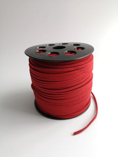 Suede Cord Flat Faux Leather String for Jewelry Bracelet Necklace Making Beading Thread DIY Crafts 10m (Red)