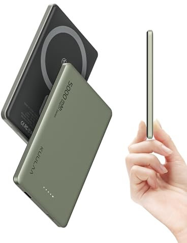 Kuulaa Batterie Externe Magsafe 5000mAh, Ultra Mince 8mm Power Bank, Batterie Externe Charge Rapide Induction Magnetique PD 20W Compatible avec iPhone 15/14/13/12 Voyage Accessoires - Titane