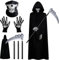 DanDun Halloween Sensenmann Kostüm, Sensenmann Kostüm, Halloween Kostüm Set (Sensenmann Umhang mit Totenkopfmaske, Sense, Kapuze, Handschuhe), Halloween Deko Cosplay Sensenmann für Maskerade Party