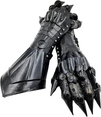 Mittelalterliche Nazgul tragbare schwarze Stahl-Panzerhandschuhe Set, Geschenk für Herren