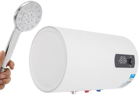 BJTDLLX 40L Elektro Warmwasserspeicher Boiler 2000W Elektrospeicher, Warmwasserboiler Speicher Elektrischer Warmwasserbereiter für Küchen, Toiletten, Wandhängender Wasserboiler mit Handbrause