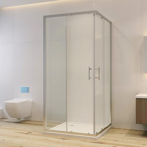 AQUABATOS Duschkabine Eckeinstieg U Form Dusche 100 x 80 x 185 cm (B x T x H) Duschabtrennung 3 Seiten U Kabine Eckdusche Schiebetüren mit Seitenwand Freistehend Sicherheitsglas ESG ohne Duschwanne