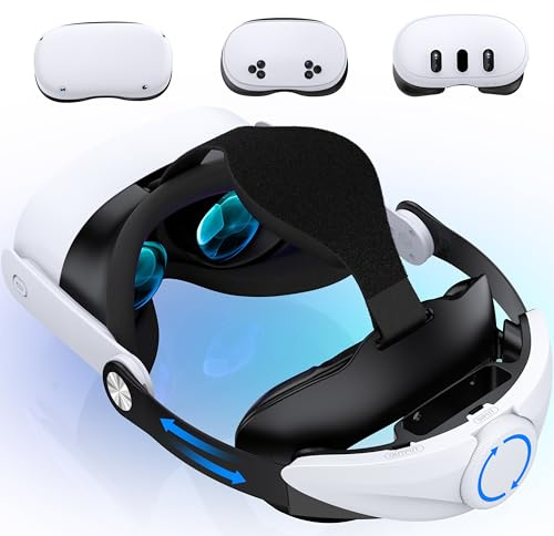 Elegamefy für Meta Quest 3/3s Headstrap mit Quick-Switch-Reality-Design und Verstellrädern, Soft Padding Komfort VR Strap