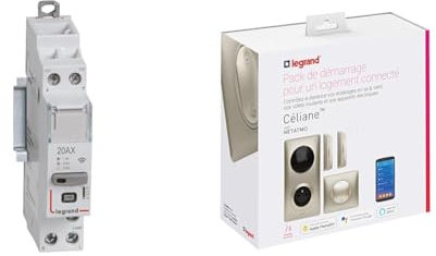 LEGRAND - Contacteur HP/HC connecté Drivia with Netatmo 1P 20AX 230V~ avec Kit de démarrage connecté avec 4 produits Céliane with Netatmo - complet titane