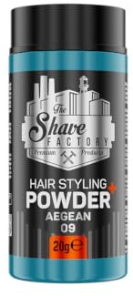 The Shave Factory Ultra Hold Hair Styling Powder Aegean 20g – Strong Hold & Volume – Matte Finish – Texturizing Hair Powder – Long-Lasting Hold – Scented with Bergamot, Vanilla & Woody Notes