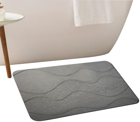 Tappetino da bagno in terra di diatomee, assorbe l'acqua, design geometrico ad asciugatura rapida, antiscivolo, per WC, cucina, vasca da bagno, piscina, uso spa, nero, blu, grigio, bianco