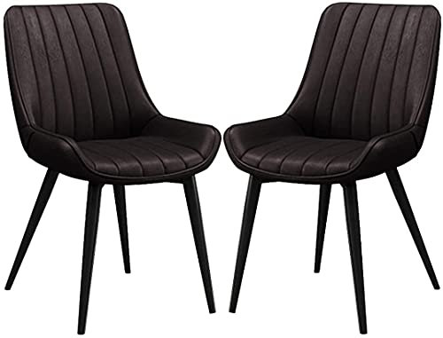 JIESOO Esszimmerstühle aus PU-Leder, modern, gepolstert, mit Metallbeinen, für Esszimmer, Wohnzimmer, Schlafzimmer, Küche, Dunkelbraun, 2 Stück