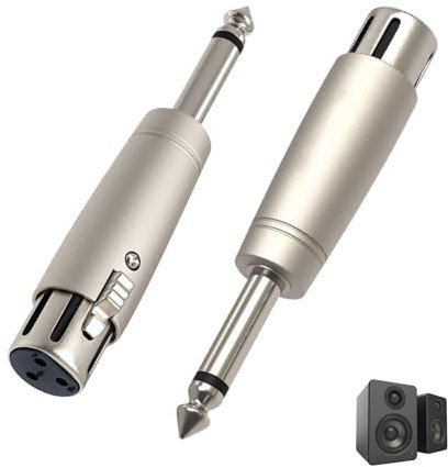 2 Pcs 6.35mm Female XLR to Jack, XLR Female to 1/4 Inch TS TRS Adapter Mono, Professional Audio Converter for Microphones PA Systems, Studio Equipment Gold Plated Connectors for Live Sound Recording