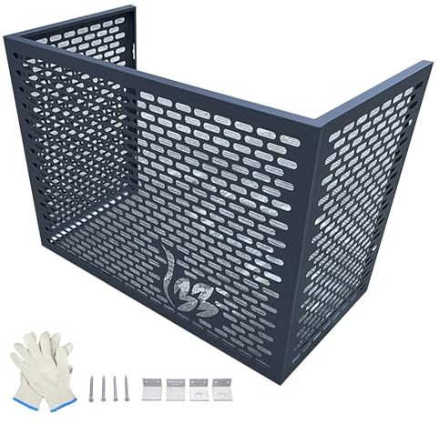 Verkleidung Klimaanlage Außengerät, 3 Paneele, Mülltonnenzaun, Sichtschutzzaun für Klimaanlagen, Aluminiumlegierung, für Gartenterrasse und Rasen(99x50x67cm/39x20x26in)