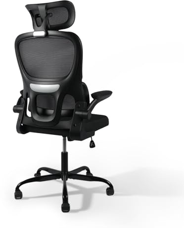 JAJALUYA Ergonomic Office Chair-home Desk Chair,with Adjustable 3D Lumbar Support with Armrests and Headrest, Upgraded Black, 90°-130° Breathable Mesh back chair, Weight Capacity Up to 330 Pounds