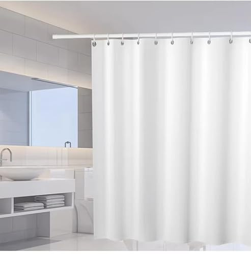 EIWAXU Wasserdichter Duschvorhang aus Polyestergewebe 270x220cm/Breite x Höhe Weiße Duschvorhänge für Badezimmer, Badewanne, Badeabdeckung mit Haken