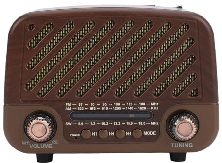 VELATEMOR Vintage Bluetooth Speaker Radio Portable AM FM SW Radio with Telescopic Antennae 1200mAh Rechargeable Battery for Home Car Travel Camping