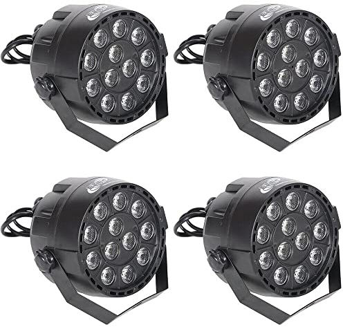 ETEC Professional 4x Mini LED PAR 36 Scheinwerfer 12x3 Watt RGBW Set DMX Effektstrahler Bühnenlicht Beleuchtung Lichttechnik Farbmischung Party DJ Show
