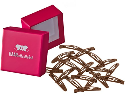 Haarallerliebst Haarspangen klein & gebogen für Kinder & Damen – 20 Stück in braun (4,3 cm) inkl. Aufbewahrungsbox – Ideal für normales, dickes & voluminöses Haar