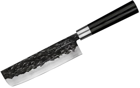 SAMURA Blacksmith Couteau de cuisine professionnel japonais Damas Nakiri Micarta 168 mm Dureté 60 HRC.…