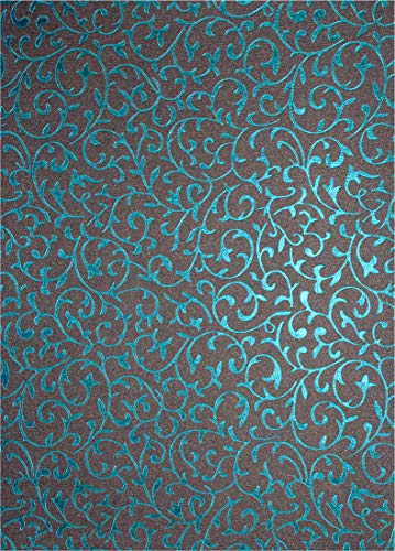 Netuno 50 Blatt Deko-Papier mit Muster 180 x 250 mm 150g Bastelpapier Perlmutt-Grau-Braun mit Spitze in Türkis Designpapier für Einladungskarten Hochzeit Taufe Weihnachten Dekorpapier glänzend