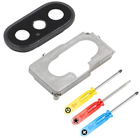 MMOBIEL Lente Vetro Fotocamera Postiore di Ricambio Compatibile con iPhone XS - 5.8 inch - 2018 - con Adesivo - incl. pinzette e Stoffa - Grigio