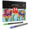 ARTEZA Inkonic Fineliner Set, 24 feine Filzstifte mit 0,4mm Spitze, farbige Bullet Journal Fineliner dreikant mit ergonomischer Schaft und Farbnummern zum Ausmalen, Zeichnen und Detaillieren