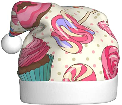 JCAKES Süße Lollipop Cupcake Weihnachtsmützen Erwachsene Weihnachtsmützen Weihnachtsdekorationen Weihnachtsgeschenke Weihnachtskugeln Weihnachtsschmuck Weihnachtsdeko Weihnachtsmütze