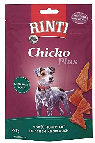 Rinti Chicko Plus Knoblauchecken, 225 g, Hühnerfilet mit frischem Knoblauch, Ohne Fleischmehle, Soja oder andere Zusatzstoffe, Wiederverschließbar, Schonend luftgetrocknet
