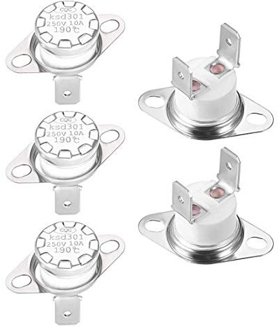 KSD301 Thermostat, 190 °C, 10 A, normalerweise geschlossen, N.C, Einstellung für Geschwindigkeitsbegrenzung, Snap Thermostat mit Mikrowelle, Thermoschalter, 5 Stück