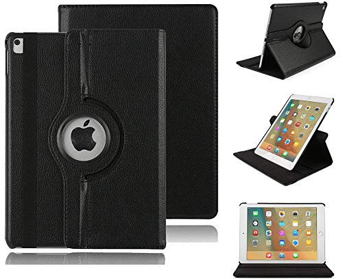 elecfan Coque pour iPad Pro 12.9 2020 4ème Génération, PU Housse de Protection en Cuir Support Rotatif à 360 Degrés Smart Cover étui Léger Protection pou Nouvel iPad Pro 12.9 2020 (Noir)