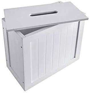 White Bamboo Wood Slimline Bathroom Toilet Tissue Rolls Spray Storage Unit Cabinet Shaker Multi Purpose Free Standing Unit Shelf Bathroom Unit Compact Wooden Shaker Bathroom Box for Cleaning Products