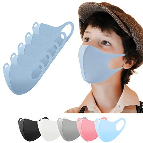 TubeRoo Kinder Stoffmaske 5 Stück blau, Mundschutz Masken waschbar, Behelfsmaske, Alltagsmaske, Gesichtsmaske, Mund und Nasenschutz, Mädchen, Jungen Jungs