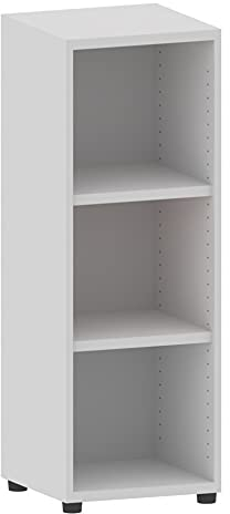 Aktenregal Büroregal 3 Fächer á Ordnerhöhe B40xT40xH112cm versch. Farben | Ordnerregal Holz mit 2 Holzböden Standregal Aktenordnerregal Home-Office-Regal – eigne Fertigung (Lichtgrau)