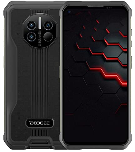 5G Outdoor Smartphone ohne Vertrag DOOGEE V10, 8500mAh Akku, Infrarot Stirnthermometer, 6,39'' Android 11 IP68 Stoßfestes Smartphone, 48MP Triple Kamera,Kabelloses Aufladen, 8GB+128GB Dual SIM Schwarz
