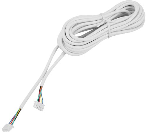 Omabeta Cavo Flessibile a 5 Conduttori da 15 m, Cavo per Citofono e Videocitofono, PVC Bianco, Connettori Pre-Collegati, 2 Connettori di Backup