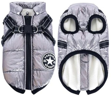 2-in-1-Hundekleidung für kleine Hunde, warmer Wintermantel, Jacke, Weste, Haustiermantel, Geschirr für kleine Hunde