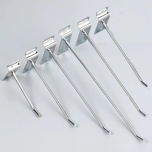 ybaymy 100 ganchos de pared de 15 cm de listones de pared de paneles de pared de 4.2 mm de espesor de metal para colgar en la pared, accesorios de Slatwall, garaje, tienda minorista