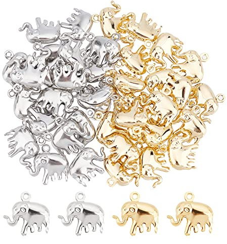 UNICRAFTALE 40 Stück 2 Farben Elefant Anhänger 201 Edelstahl Charms Metall Tier Anhänger Für Die DIY Halskette Schmuckherstellung