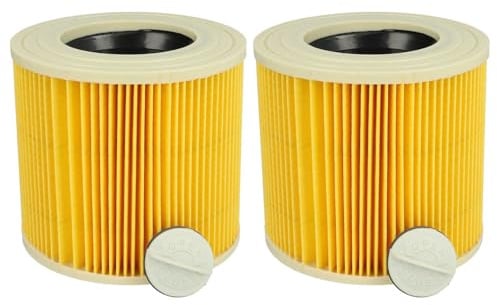 vhbw Filterset 2x Faltenfilter kompatibel mit Kärcher 4000 Plus | 4000 TE, A1000 Nass- & Trockensauger - Filter, Patronenfilter, Gelb