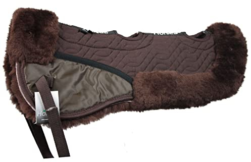Horses, Sattelpad Merinos mit Belüftungsöffnungen, Weiche und widerstandsfähige Halbschabracke, ideal zum Schutz des Pferdes vor Stößen oder Rückenproblemen (Braun)