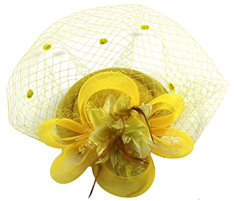 COSFAN Fascinators Hut,50s Women's Feather Headband,Flower Mesh Face Veil Feather Hair Clip,Hair Accessories for Cocktail Tea Party Masquerade