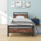 BOFENG 3ft Single Bed Frames Solid Bedstead Base with Wood Headboard,Heavy Duty Metal Platform Bed Frame No Box Spring Needed,Mattress Base/Metal Slat Support/Underbed Storage Space/Rustic Brown
