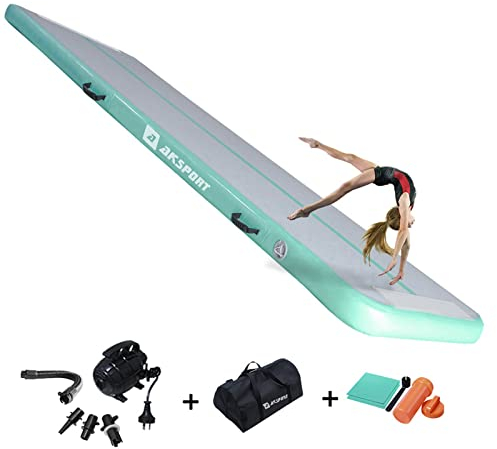 AKSPORT Air Matte Track Tumbling Matte,3/4/5/6m Aufblasbar Gymnastikmatte Turnmatte Tumbling Matten 10/20cm hoch mit Luftpumpe für Zuhause/Taumel/Turnhalle/Ausbildung/Cheerleading