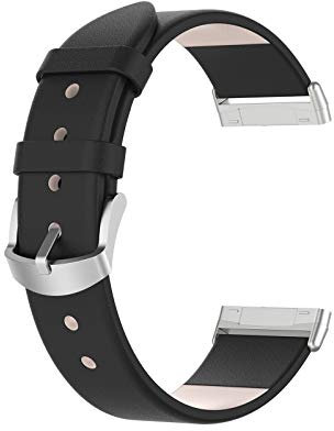 KAREN66 Armband Kompatibel mit Fitbit Versa 4/Versa 3/Sense 2/Sense Armband - Weiches Leder Ersatz Armbänder Uhrenarmband Replacement Wechselarmband Ersatzarmband für Damen Herren (Schwarz)