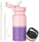 OLDLEY 500ml/17oz Kids Stainless Steel Insulated Water Bottle with Straw Double Wall Metal Vacuum Leakproof Reusable Small Flask with 2 Different Lids Hot Cold Drinks for Boys Girls Toddler Children