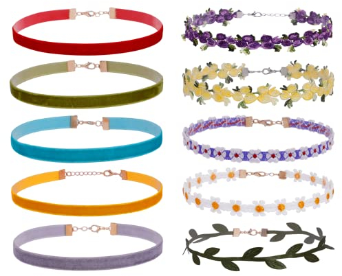 MILAKOO 10 St.Kropfband für Frauen Samt Choker Set Damen Spitze Halsband Blumen Halskette Mädchen