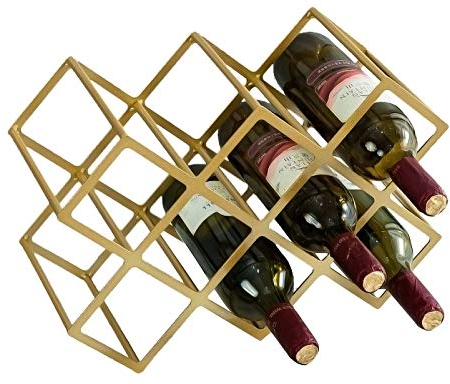 SOVORM Tisch-Weinregale, Tisch-Weinständer, Kunst-Weinflaschenhalter aus Eisen, für 8 Flaschen, ideal für Heim- und Küchendekoration, Gold The New