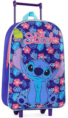 Disney Stitch Koffer Kinder, Faltbarer Trolley Handgepäck Leicht 39 x 27 cm 10.5 Liter, 2 Rollen & Ausziehbarem Griff