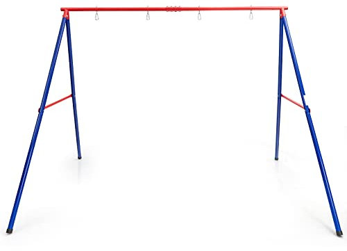 COSTWAY Supporto per Altalena a Telaio Girevole, Telaio per Altalena a Forma di A con Tappo Antiscivolo in Metallo, Supporto per Altalena Bambini a 2 Posti, Portata di 250 kg