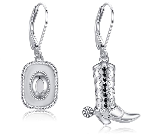 Cowgirl Ohrringe 925 Sterling Silber Western Cowboy Boot Ohrstecker Cowboystiefel Ohrringe Hängend Texas Hut Ohrhänger Spur Boho Schmuck Geschenk für Damen Frauen Männer