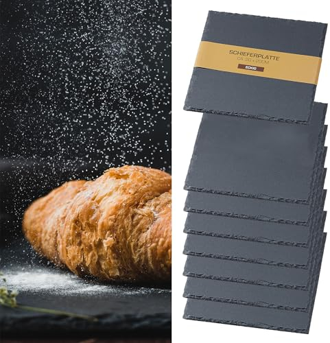 Set di 8 piatti in ardesia, quadrati, 20 x 20 cm, in feltro, sottobicchieri (1 set da 8 piatti in ardesia 20 x 20 cm)
